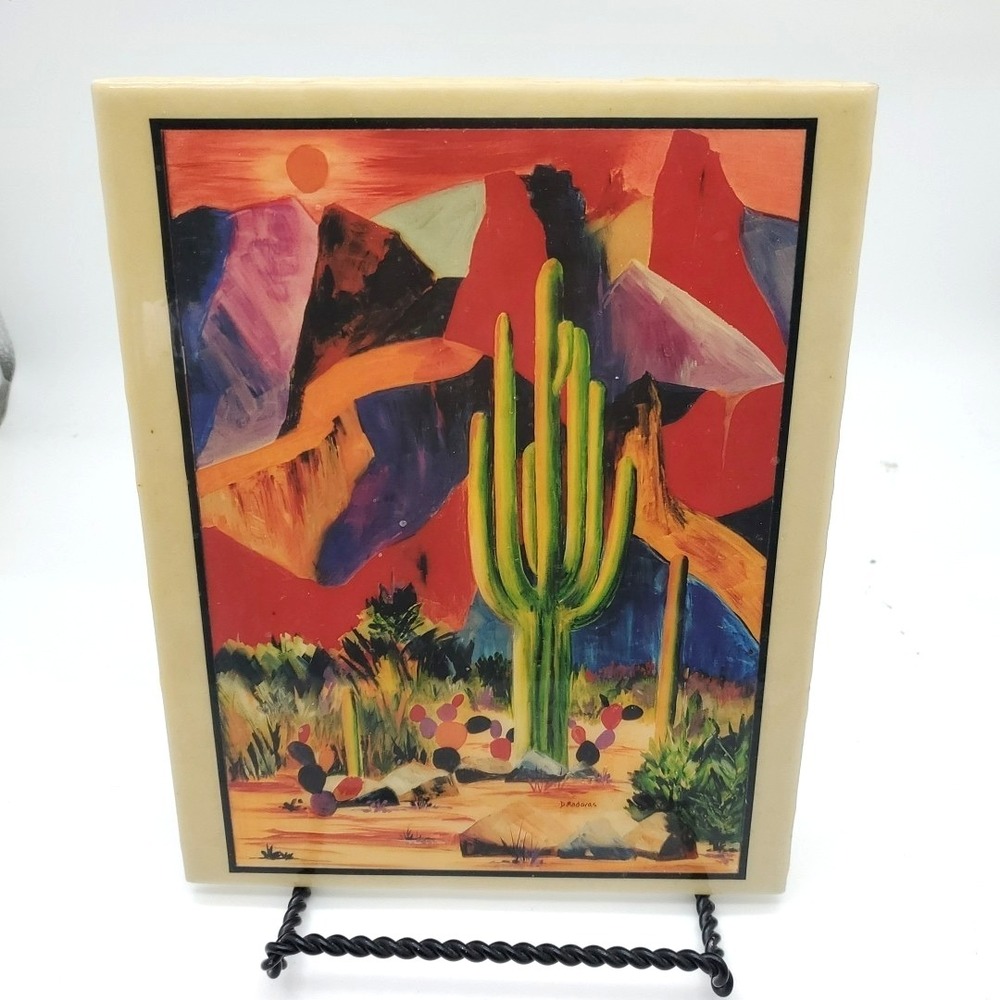 Diana Maderas‎ ARTile Desert Scene Ceramic Art hand painted